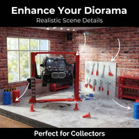 1:64 Diorama Garage Accessories, Maintenance Tool Diorama Garage for Collectors, Realistic Diorama Garage Accessories Kit