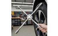 Four-Way Lug Wrench Chrome-Plated Four-Way Cross Wrench 18-Inch for Garage