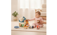 Compact Soft Toy House with Stuffed Animals Tactile Baby Shape Sorter House Sensory Textile Playhouse with Stuffed Animals Travel-Ready for Playroom