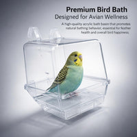 Bird Feeder Bath Combo Hanging, Transparent Acrylic Bird Bath Feeder Station for Small Birds, Parrots, Budgies, Canary, Indoor Bird Feeder Bath