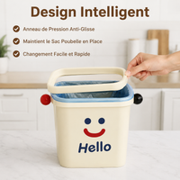 Small Office Trash Can with Pressure Ring, Compact Square Paper Bin 16cm, for Home, Dorm, Office