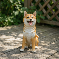 and-White Dog Statue Fiberglass Akita Statue Hand-Painted Figurine for Entryway