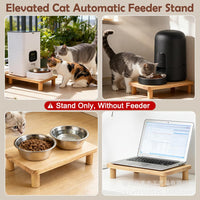 Wooden Cat Feeder Stand for Automatic Feeder Base, Solid Wood, Home Use