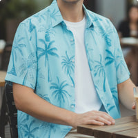 Printed Short-Sleeve Button-down Shirt Casual Button-Front Shirt Comfortable Apparel Versatile for Summer