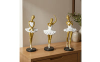 3 Pieces Polished Finish Ballerina Girl Figurine Black Base Resin Ballerina Figurine Tabletop Display Ballet Dancer Statue Fashion Art Style for Living Room, Bedroom, Shelf, Desk