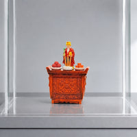 1/64 Scale Shrine Model with Figurine Retro Chinese-Style Miniature Altar Cabinet Ornate Dollhouse Shrine Carved for Collectors, Hobby Builders, Desk Decor