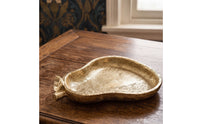 Resin Tray with Leaf Detail Golden Gourd Tray Hammered Catchall Container for Dresser, Coffee Table