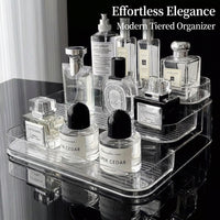 Clear Acrylic Stand, Stepped Design Tiered Display, Makeup Storage Organiser for Aftershave and Nail Polish, Transparent Organizer for Cosmetics