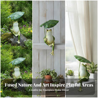 Painted Finish Resin Frog Ornament Small Frog Figurine Decorative Outdoor Decoration Micro-Landscape for Balcony, Courtyard