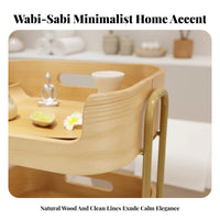 Wooden Beauty Trolley Minimalist Rustic Design 3 Tier Rolling Cart Solid Wood Trays Salon Trolley Cart for Facial Care Facility, Wellness Center