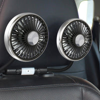 USB Powered Dual Head Car Fan 3-Speed Dual Head Rear Seat Fan 12V Adjustable for Drivers, Road Trips, Truck