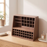 Wooden Lipsticks Holder Multifunctional Desktop Organizer with Compartments Versatile Makeup Holder for Vanity, Dorm Room