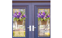 Violet Lavender Door Hanger Family Appreciation Day Gift Artificial Flower Hanging Basket Ready to Hang Artificial Hanging Flower Basket for Porch