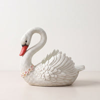 Swan Planter Resin Swan Sculpture with Planter Decorative Flower Pot for Homeowners