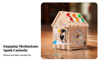 Hands-on Learning Busy House Toy Early Learning Hands-on Learning Busy House Natural Wood Finish Wooden Sensory Toy LED Lights for Children