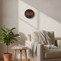 Clock with Wood-Grain Panel Modern Digital Wall Clock   for Office