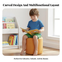 Built-in Storage curved-Shaped book storage unit Sofa Multi-Functional Design kids' literary corner Spacious Cubbies children's Furniture Rounded Corners for Preschoolers, Librarians, Library, Preschool, Daycare Center, Playroom