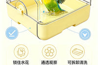 Transparent Multifunctional Bird Bath Basin and Feeding Bowl with Water Dispenser and Seed Separator