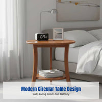 Round Side Table, Solid Wood, Western Style, Minimalist Coffee Table, Living Room, Balcony, Sofa End Table