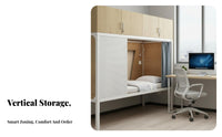 Single Storage Loft Bed Sturdy Construction Metal Frame Capsule Bed Guardrails Bedroom Furniture for Teens, Small Areas, Dorm Room, Apartment