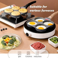 Non-Stick 4-Hole Egg Frying Pan with Lid, Mini Pancake Pan