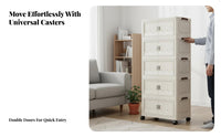 Wheeled Organizer with Doors Installationtool-no-assembly foldable Wheeled Wardrobe
