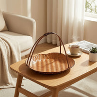 3 Pieces Bamboo Tray with Handle Bamboo Wicker Tray with Handle Artisanal for Hosts, Tea Service