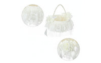 Satin Flower Girl Basket with Pearl Handle Charming Flower Girl Basket with Bow Exquisite Romantic for Brides