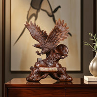 Sculpture with Plaque Wood Tone Ornament Tabletop Animal Figurine for Collectors