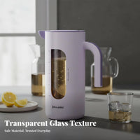 Cold Water Pitcher Heat Resistant Large Capacity Iced Tea Pitcher Easy to Clean Borosilicate Glass Carafe for Hosts, Adults, Home, Office, Restaurants
