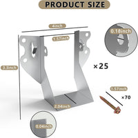25-Pack 2x4 Joist Hangers with Screws Galvanized Face Mount Wood Beam Brackets