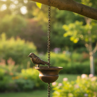 Bird Rain Chain Hanging Rain Chain with Bird Cups Outdoor Downspout Substitute for Gutter, Garden