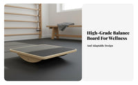 Non-Slip Surface Wooden Balance Board Versatile Use Round Wobble Board Heavy Duty Construction Physical Rehabilitation Wobble Disc 360-Degree Rotation for Seniors, Kids, Athletes, Mind-Body Practice, Home Gym, Standing Desk