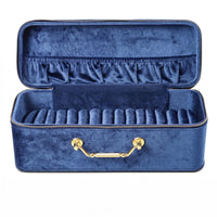 Bracelet Storage Case Zipper Closure Velvet Bracelet Box Gold-Tone Handle Travel-Friendly Jewelry Case