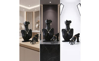 2 Pieces Resin Jewelry Mannequin Display Set Matte Hand Mannequin Sculpted Hand Display with Base Upright for Boutiques, Jewelers, Photo Shoots, Market Stalls