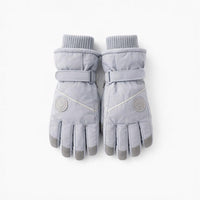 Waterproof Cycling Gloves for Men Women, Winter Thermal Touchscreen Windproof Ski Heart Pattern Blue One Size Fits All