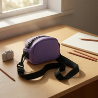 Scuba Material Kids Camera Bag Zippered Neck Lanyard Soft Cloth Neck Strap Bag Compact for Children