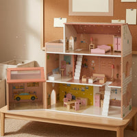 Pink Dollhouse Pitched Roof Accessible Front Dollhouse