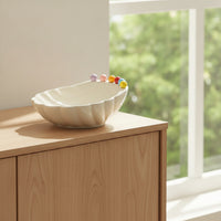 Bowl with Shell Shape Ribbed Shell Bowl with Forks Decorative for Hosts, Tabletop Display, Home Entertaining, Living Room