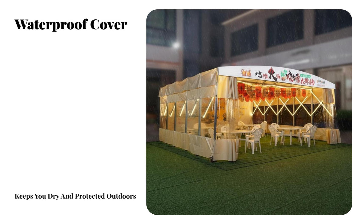Wheeled Accordion Tent Water-Resistant Manual Retractable Awning Water-Resistant Shelter for Marketplace Vendors, Air-Permeable Organizers