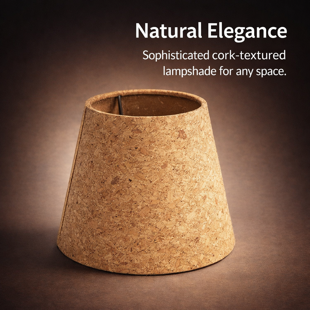 Lampshade for Table Lamps with Leather and Wood Chip Texture, Detachable Light Shade for Bedroom and Study Room, Warm Finish