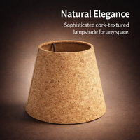 Lampshade for Table Lamps with Leather and Wood Chip Texture, Detachable Light Shade for Bedroom and Study Room, Warm Finish