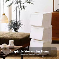 Front-Opening Wheeled Container Clear View Doors Household Storage With casters