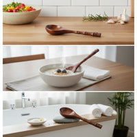 Long-Handled Wooden Ladle with Hanging Hole Deep-Bowl Wooden Ladle Heat-Resistant Serving Spoon Smooth for Cooking