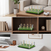 Acrylic Golf Ball Display Stand with Turf Base Clear Golf Ball Display Rack Tabletop Compact for Golfers, Collectors, Desk, Office, Trophy Room