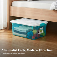 Clear Rolling Under-Bed container Transparent Design Organizer Box Stackable