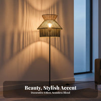 Woven Paper Rope Lampshade Aesthetic Paper Rope Lamp Shade Handmade Imitation Rattan Pendant Shade for Bedroom, Living Room, Study