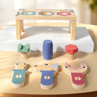 Wooden Pounding Bench Solid Construction Sorting Bench Develops Fine Motor Skills Wooden Learning Toy for Young Children