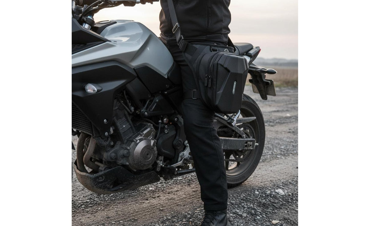 Multi-Purpose Motorcycle Leg Bag Lightweight Motorcycle Drop Leg Bag Water Repellent Expandable Cyclist Thigh Pouch Earphone Port for Travel, Cycling