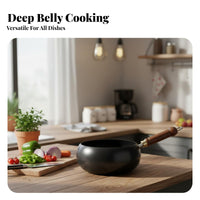 Traditional Iron Wok Naturally Non-Stick Deep Round Bottom Wok Iron Stir Fry Pan Even Heat Distribution Versatile for Chefs